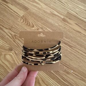 Adornia Gold and Black Leopard Print Bracelet Set